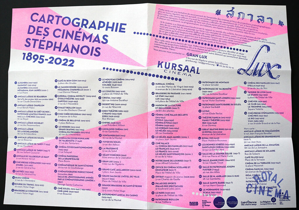 Cartographie des cinemas stéphanois (1895-2022) / verso